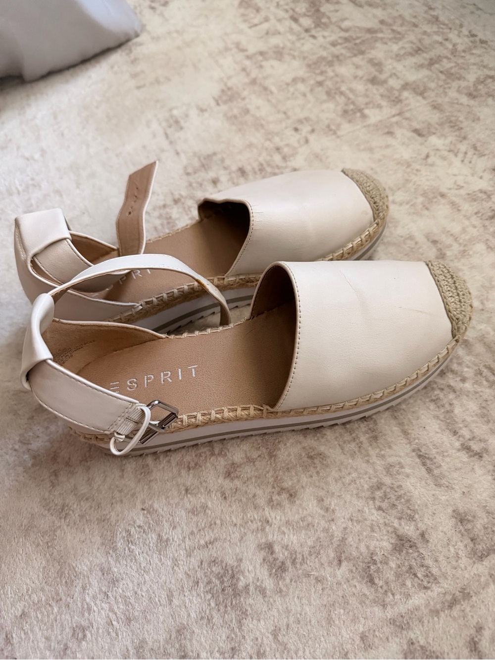 Esprit Women's Cream Espadrille Flats with Ankle Strap